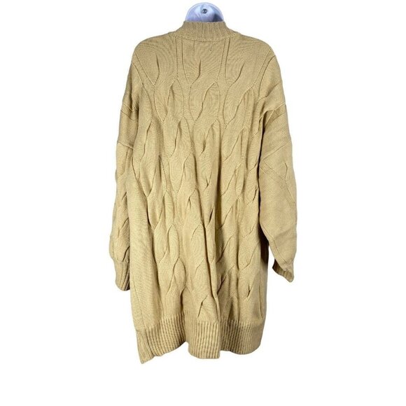 Danielle Bernstein Womens Oversized Cardigan Sweater Tan Cable Knit Open XL - Picture 5 of 5